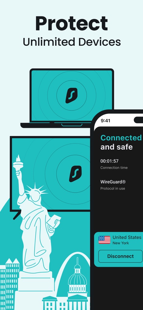 Surfshark VPN: Fast VPN App - Protezione multidispositivo