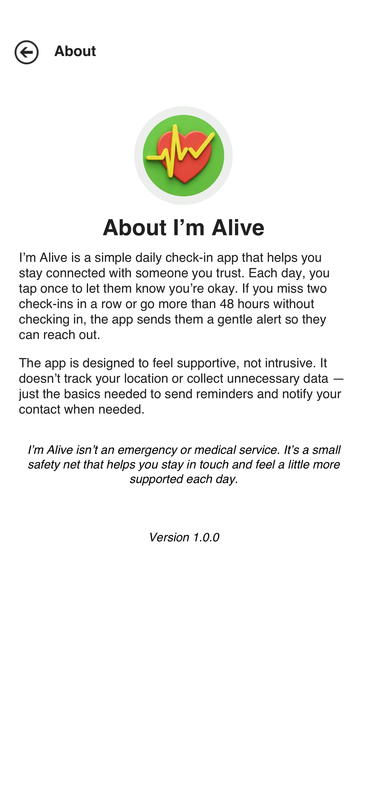 I'm Alive – Safety Check‑In