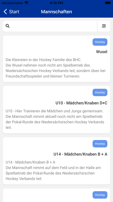 Bückeburger Hockey Club e.V. Screenshot