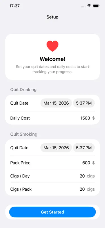 Quit Drink & Smoke Counter screenshot 2 of 5