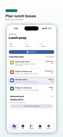 School Lunch Box Prep Pad Screenshot 1 of 5