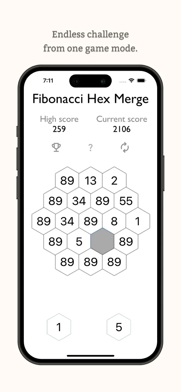 #4. Fibonacci Hex Merge (iOS) Ved: Anastasiia Malinina