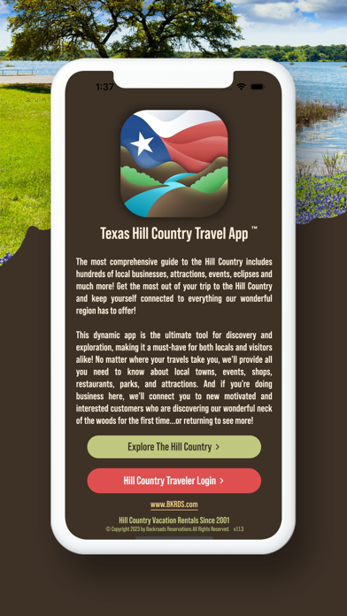 Texas Hill Country Travel App Screenshot