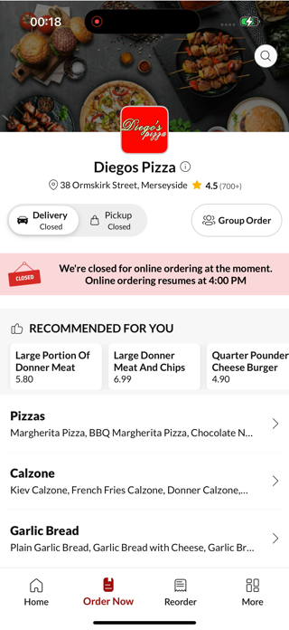 Diegos Pizza. Screenshot 2 of 4