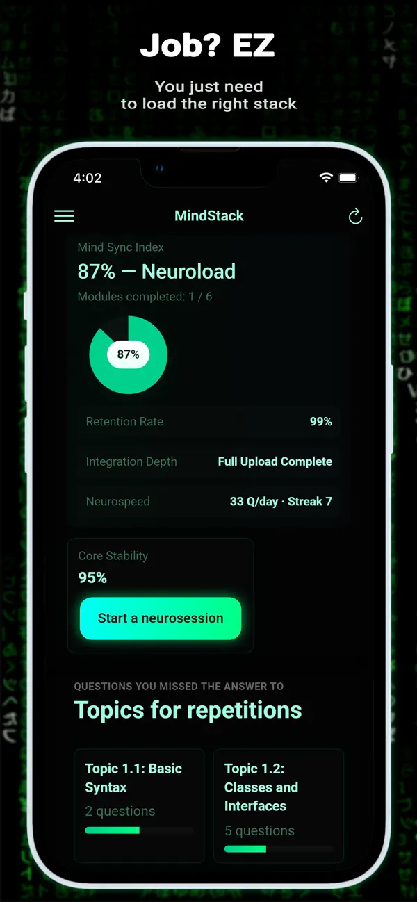 #1. MindStack - Pass coding screen (iOS) Podle: DMITRIY IVANOV