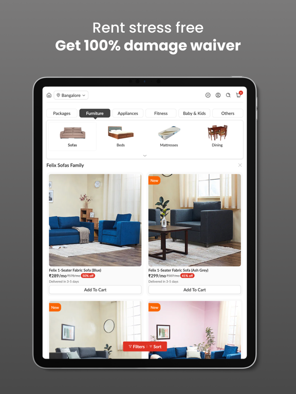 Rentomojo - Furniture on Rent iPad screenshot 9 - Lifestyle app