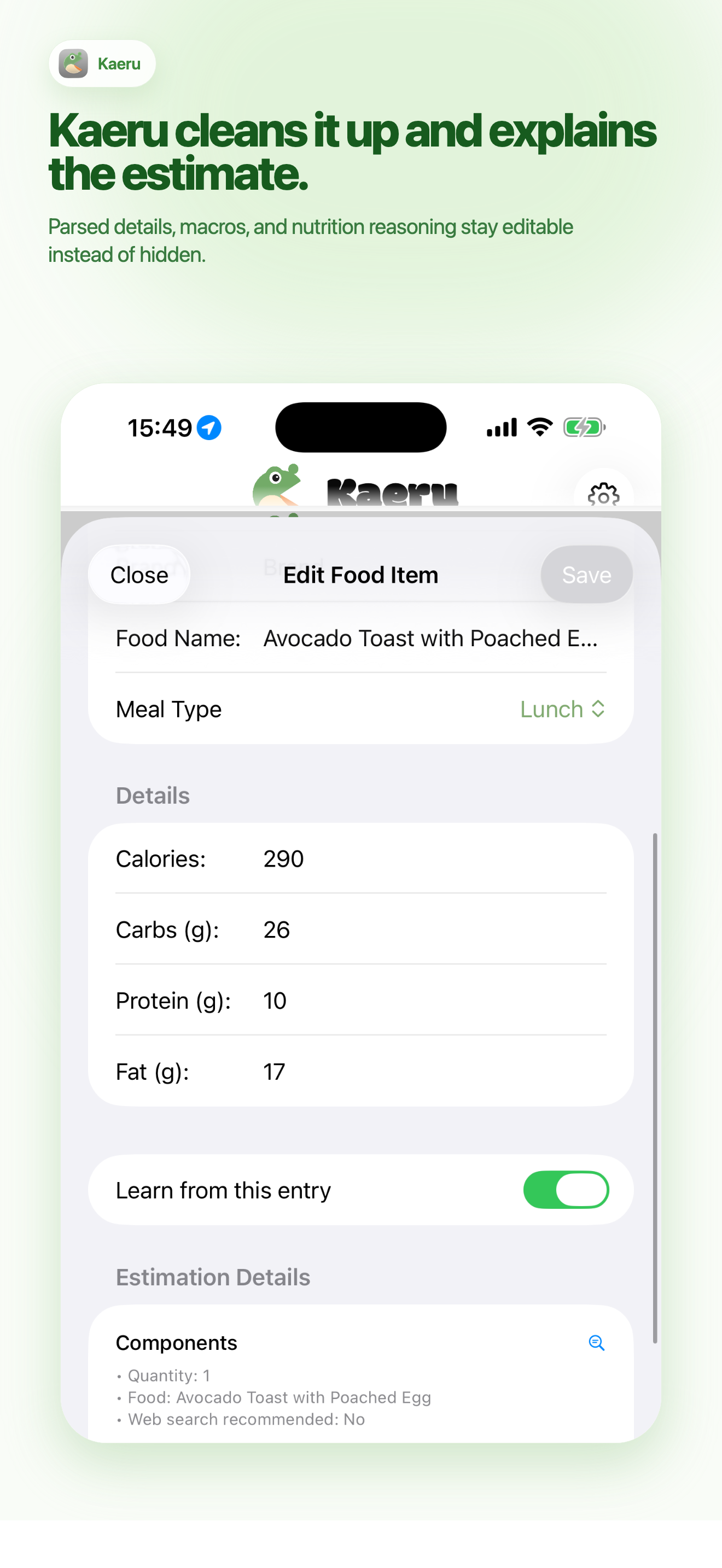 Kaeru – AI Calorie Tracking