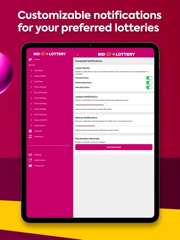 Maryland Lottery Numbers iPad screenshot