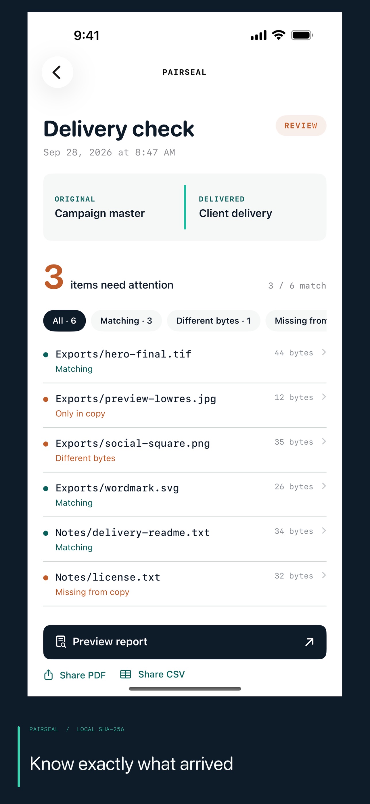 Screenshot 1 of Pairseal: Folder Verification