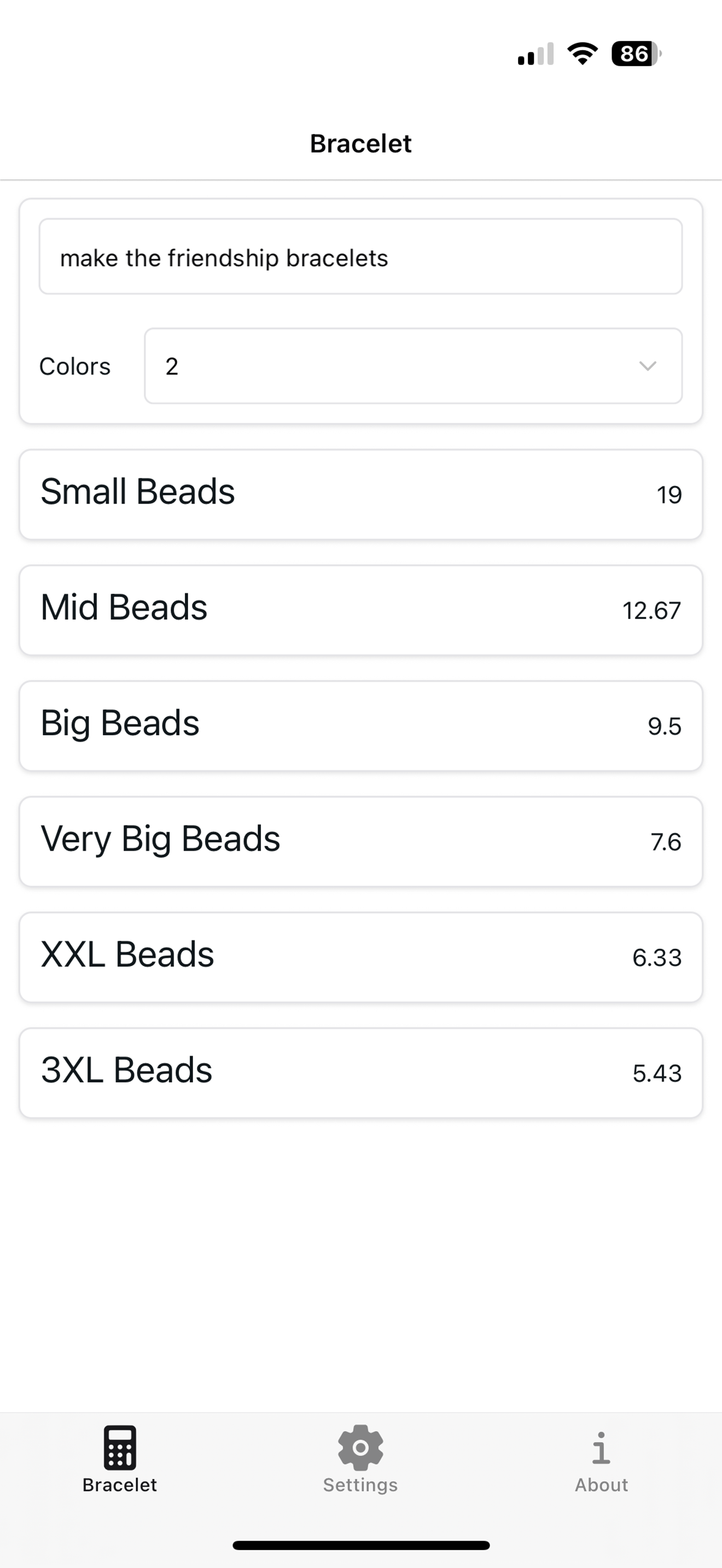 Bracelet Calculator