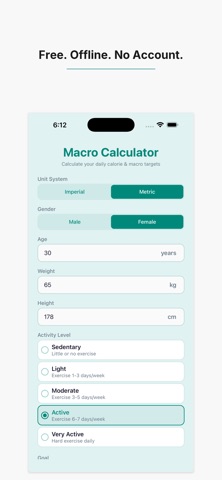 Macro Calc: TDEE & Macros Screenshot 5 of 5