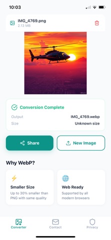 PNG to WEBP Converter のスクリーンショット