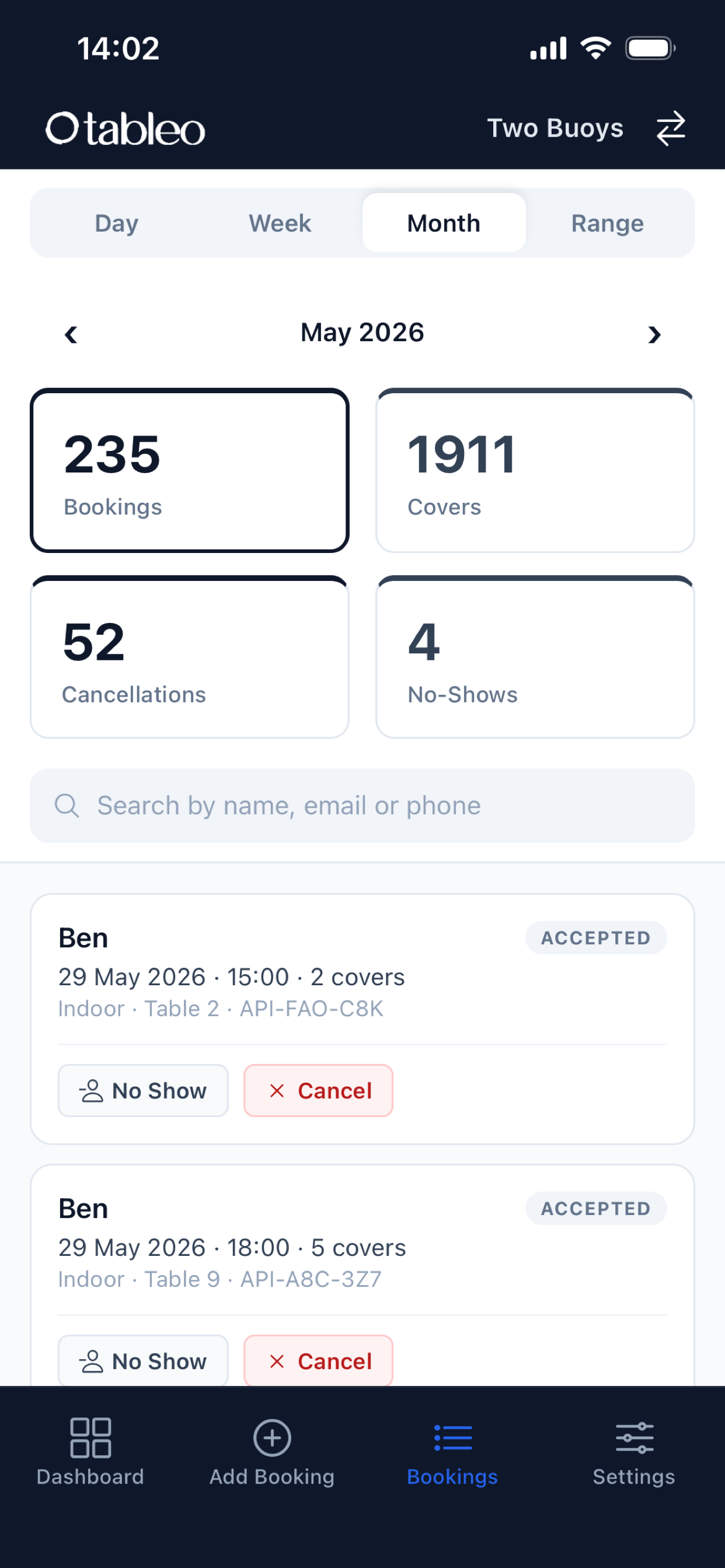 Tableo Manager App