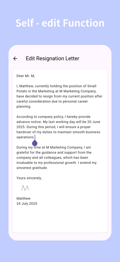 resignation letter -resign now - Utilities App | MWM