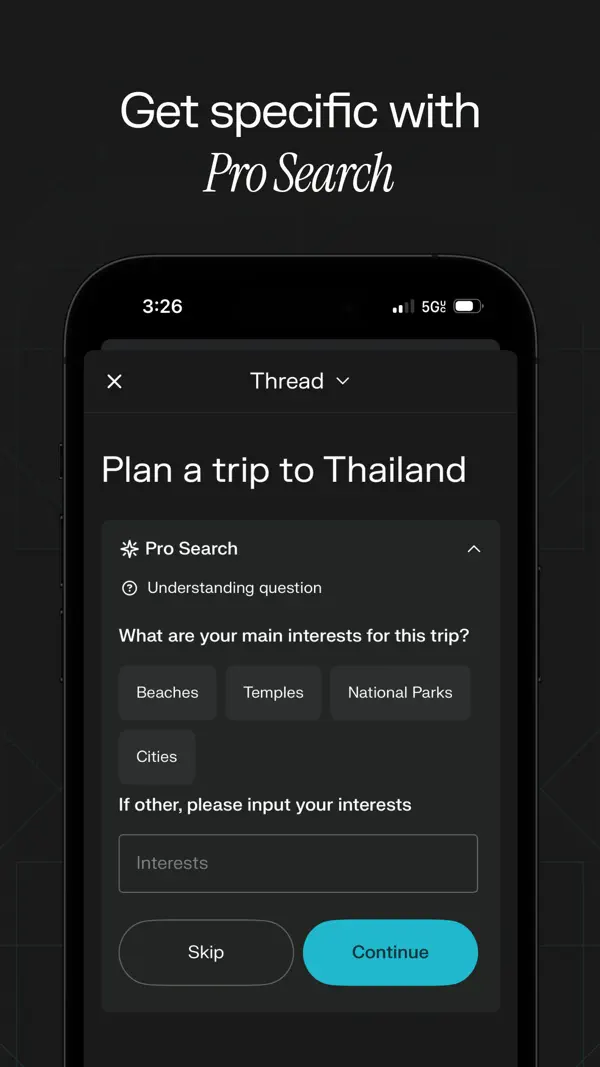 Perplexity: Ask Anything iPhone App Screenshot 4 – Produktivität