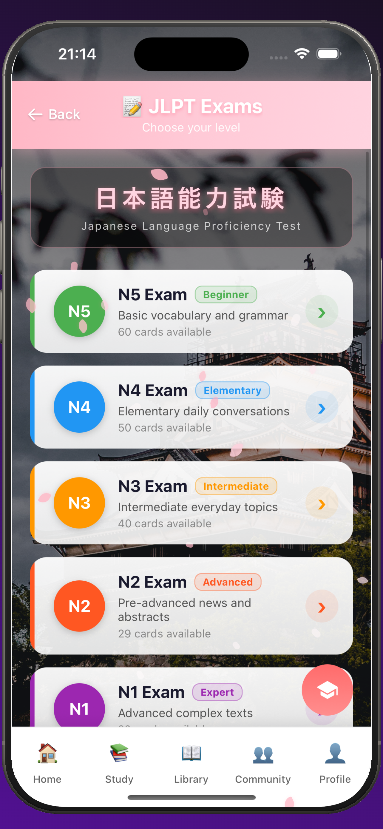 Sakura: Learn Japanese, JLPT