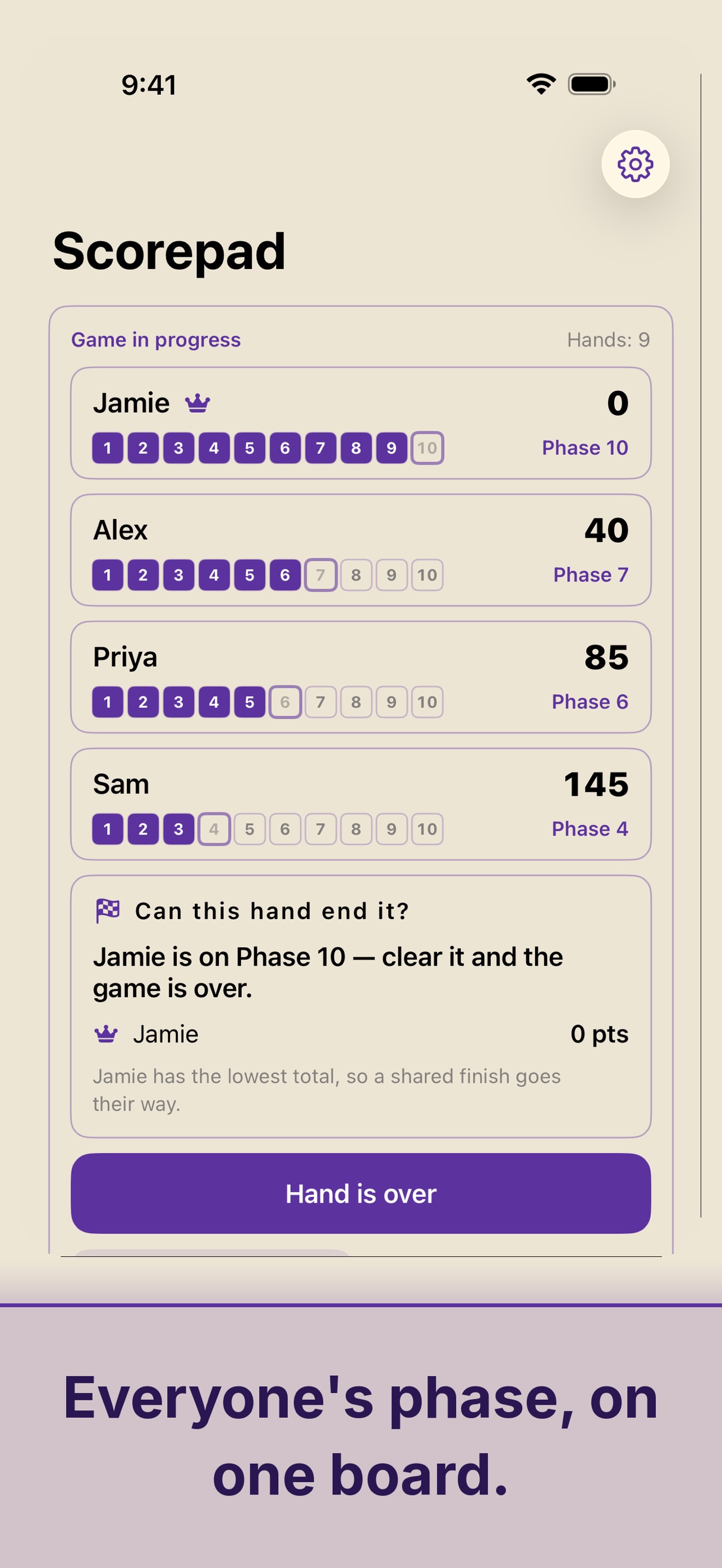 Screenshot 1 of Phase Scorer for Card Games