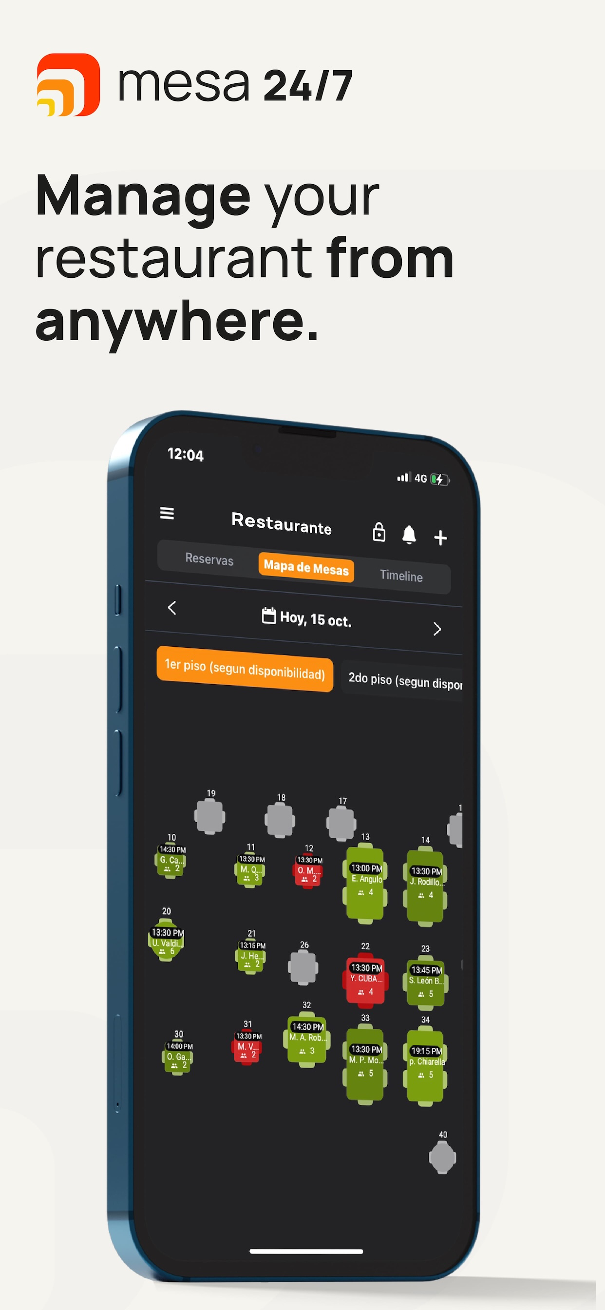 mesa 24/7 para restaurantes