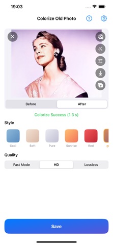 Colorize old photo iPhone screenshot