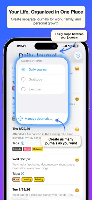 Daily Journal Diary with tags screenshot 2
