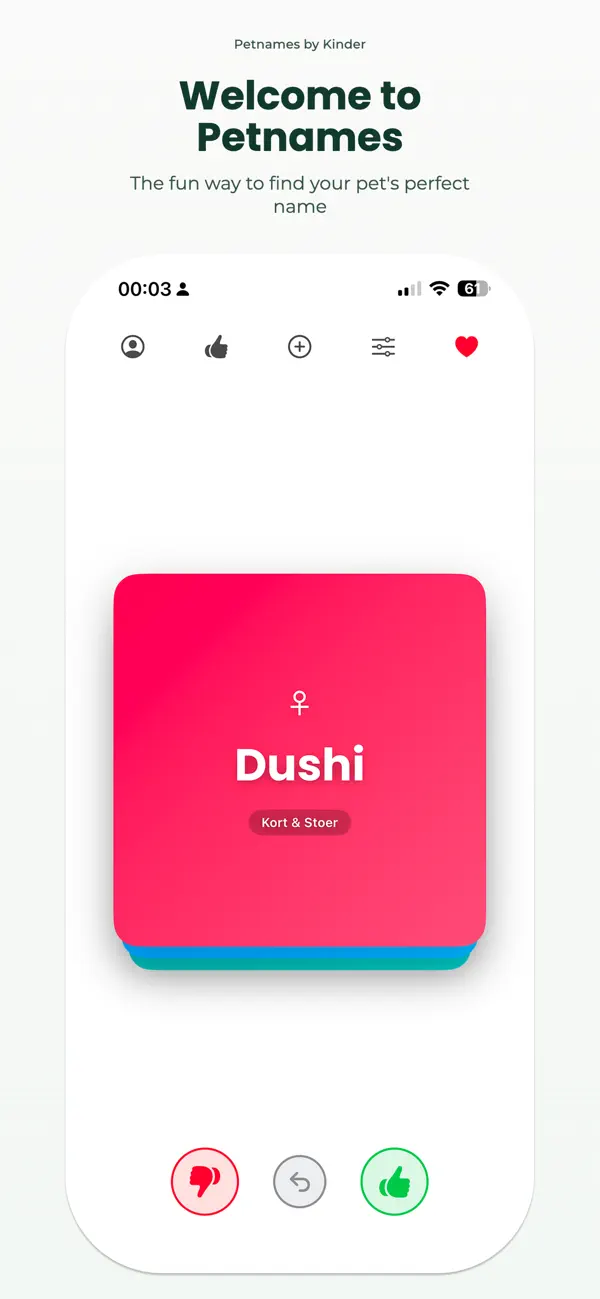 Screenshot #1 pour Pet Names by Kinder