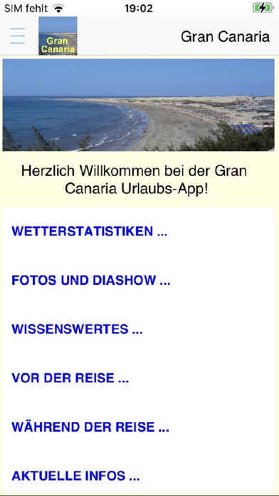 Gran Canaria Urlaubs App Screenshot
