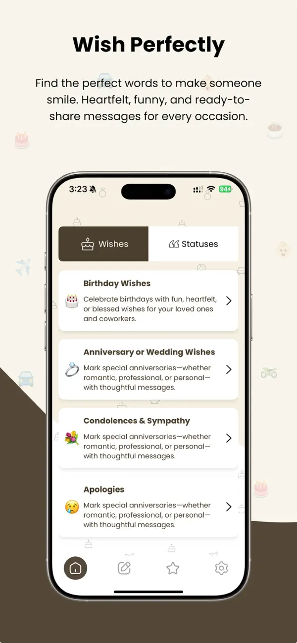 Screenshot #1 pour Heart Words: AI Wishes/Status