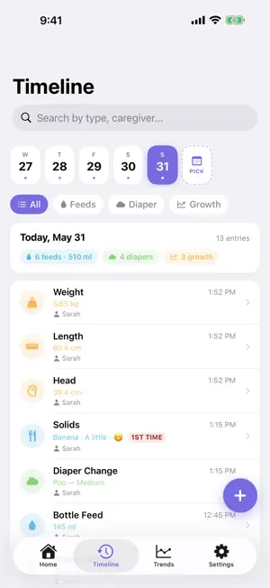 BabyLog: Feed & Diaper Tracker screenshot 2