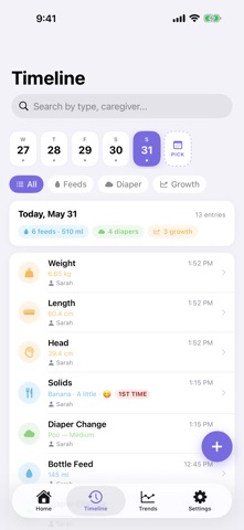 BabyLog: Feed & Diaper Tracker Screenshot 2 of 7