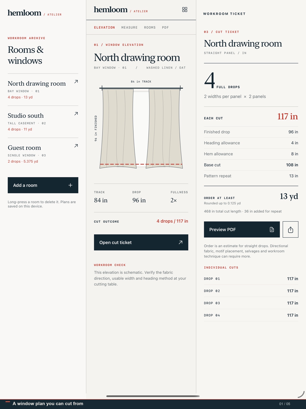 Screenshot 6 of Hemloom Curtain Cut Planner