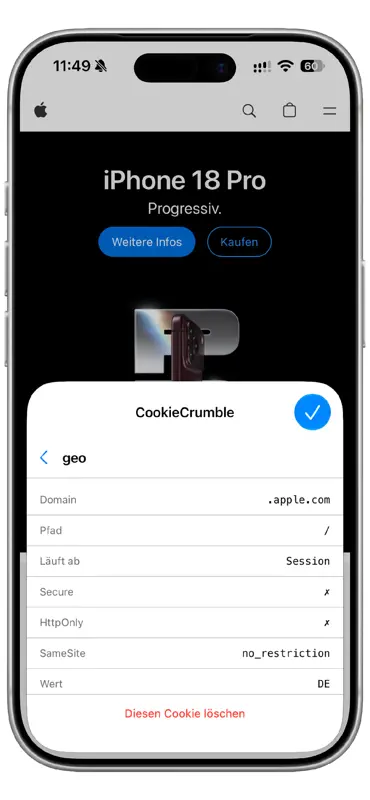 CookieCrumble für Safari screenshot 3 of 7