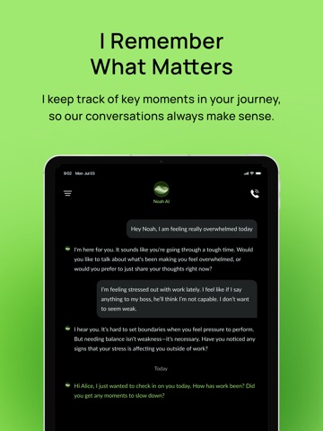 Noah: AI Mental Health Coach iPad screenshot