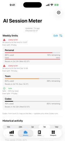 AI Session Meter iPhone screenshot