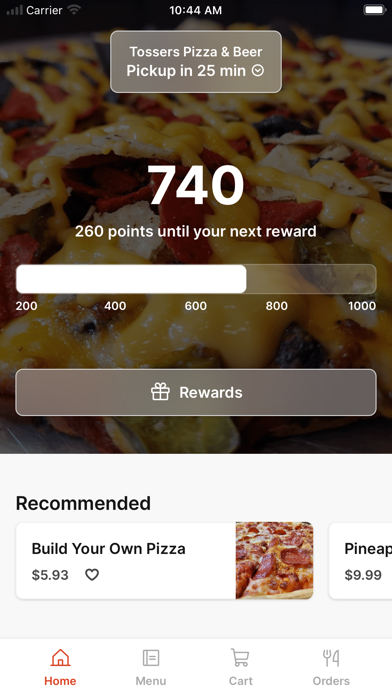 Tossers Pizza & Beer app screenshot