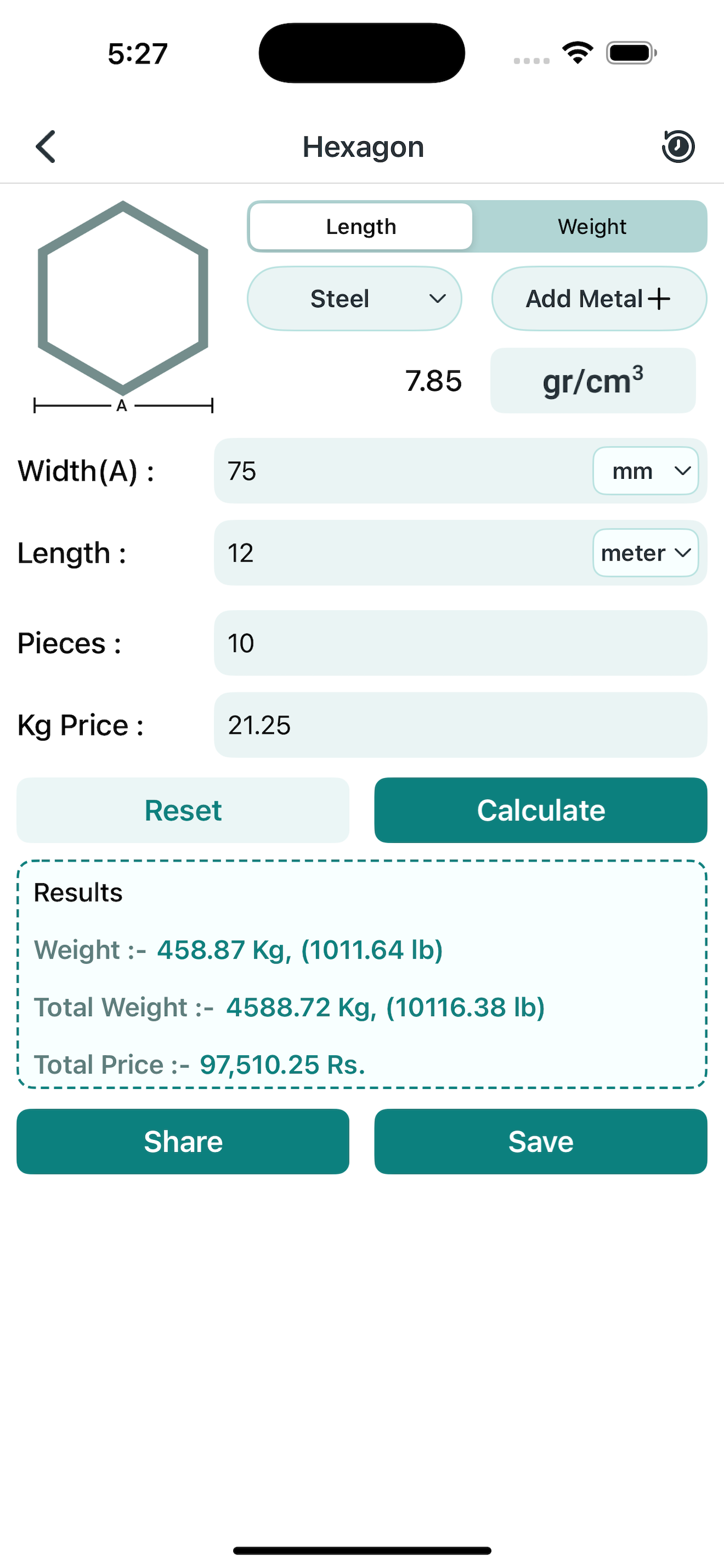Metal Weight Calculator Pro screenshot 7