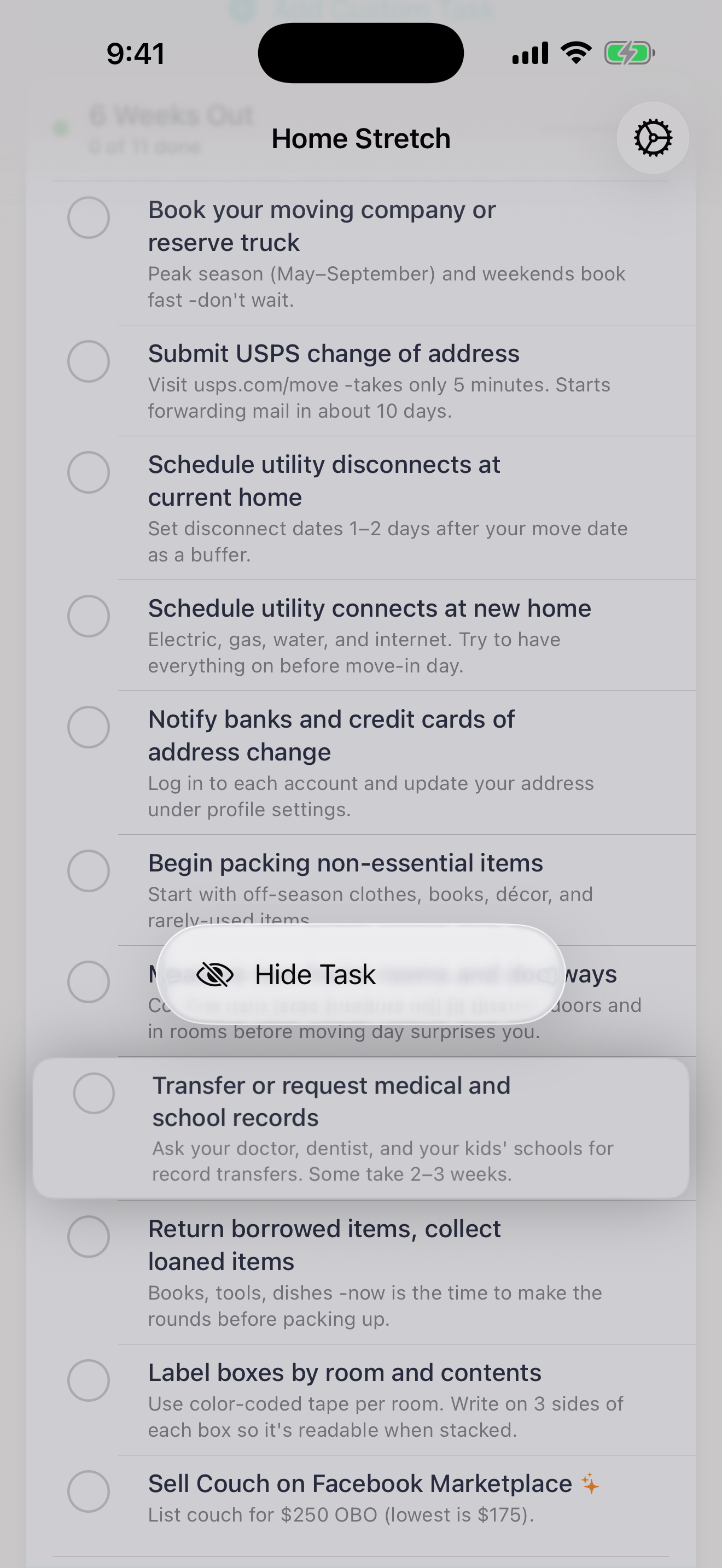 Home Stretch: Moving Checklist