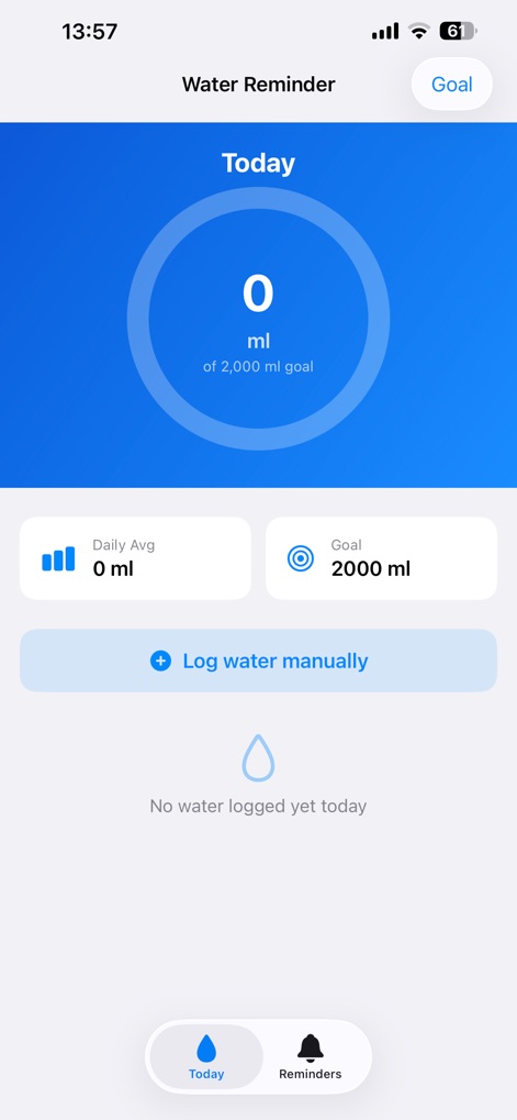 Water Reminder 2L - Health & Fitness App | MWM
