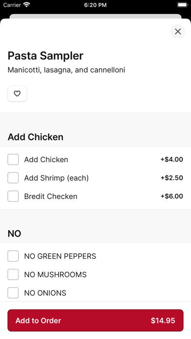 Sammy's Italian Pasta & Pizza iPhone screenshot 3 - Food & Drink app
