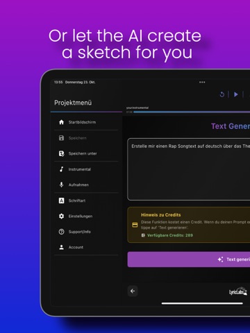 Songwriting App - LyricLabs iPad screenshot
