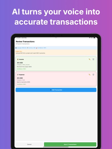 Vocash - AI Expense Tracker iPad screenshot