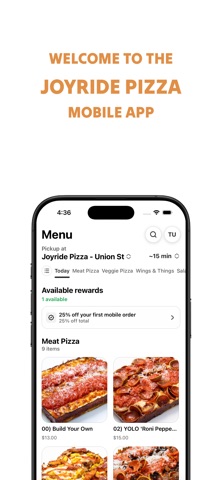 Joyride Pizza - Order Now iPhone screenshot