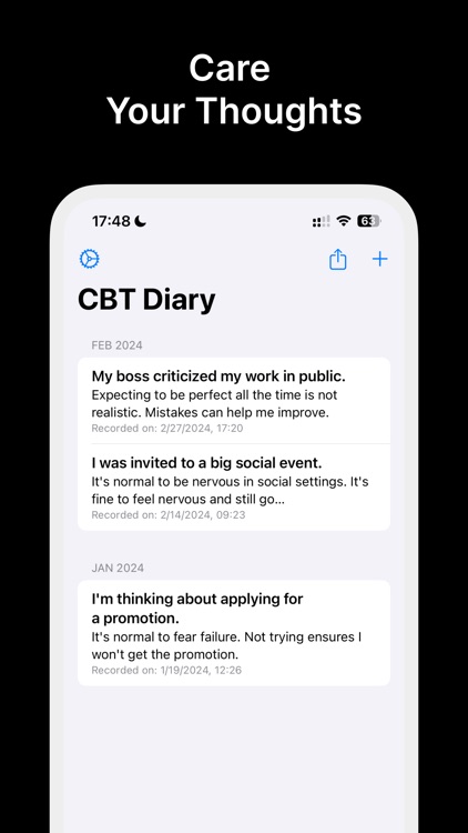 CBT Thought Diary App