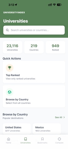 University Index screenshot
