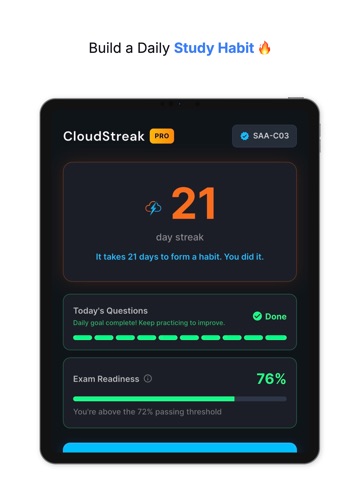 CloudStreak: AWS Exam Prep iPad screenshot