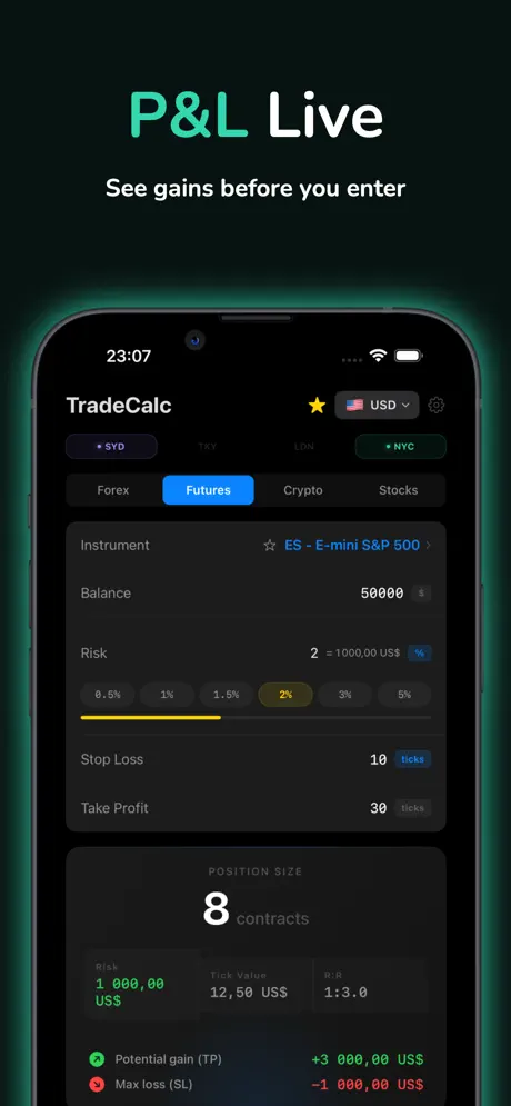 TradeCalc Position Size Calc — iPhone screenshot 5