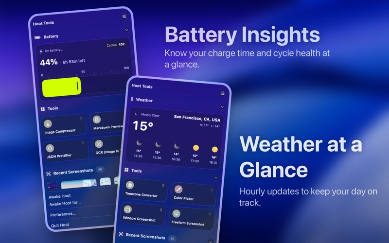 Hoot – Smart Menu Bar Widgets iPhone screenshot