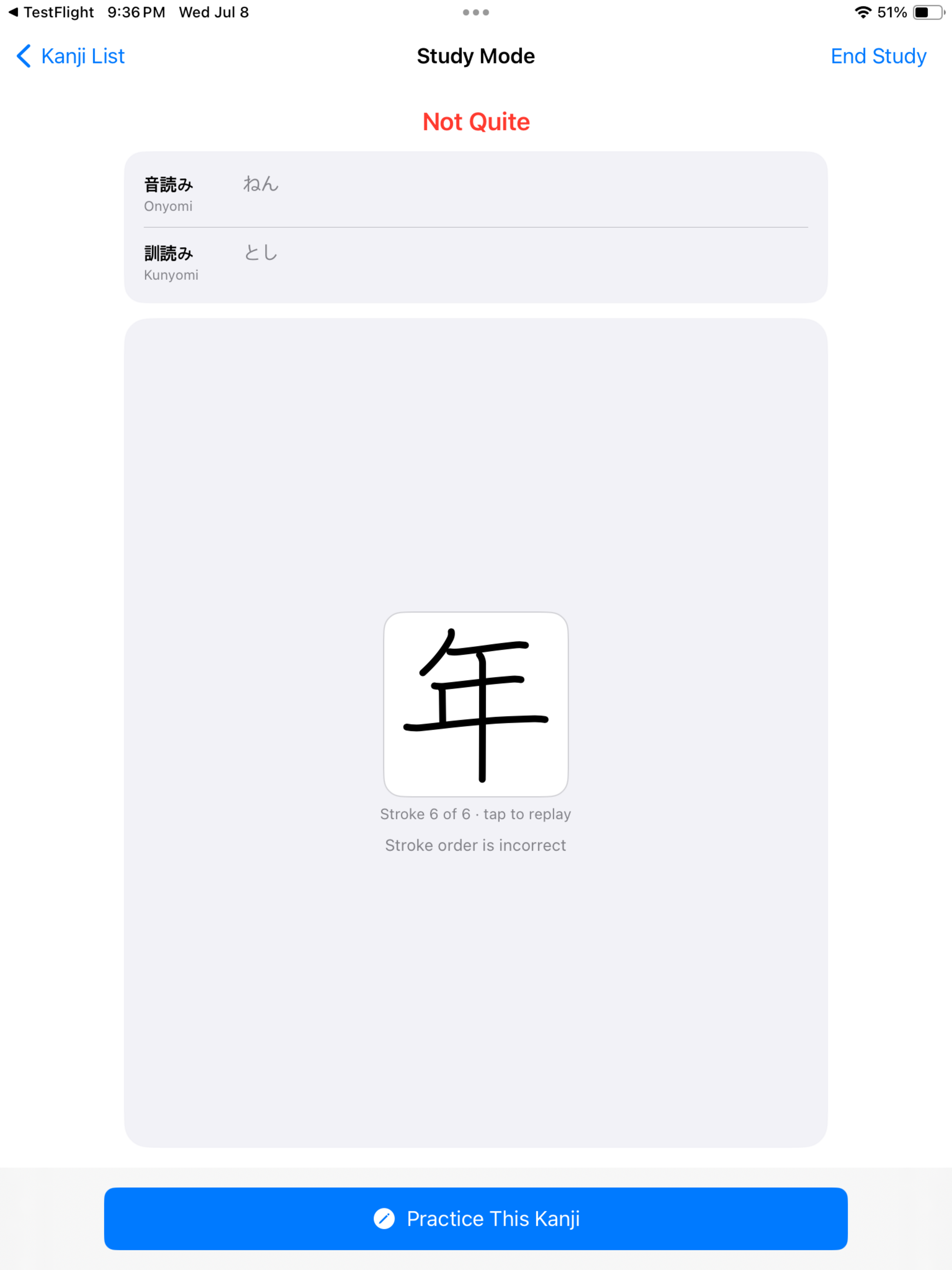 KanjiLearningApp screenshot 5