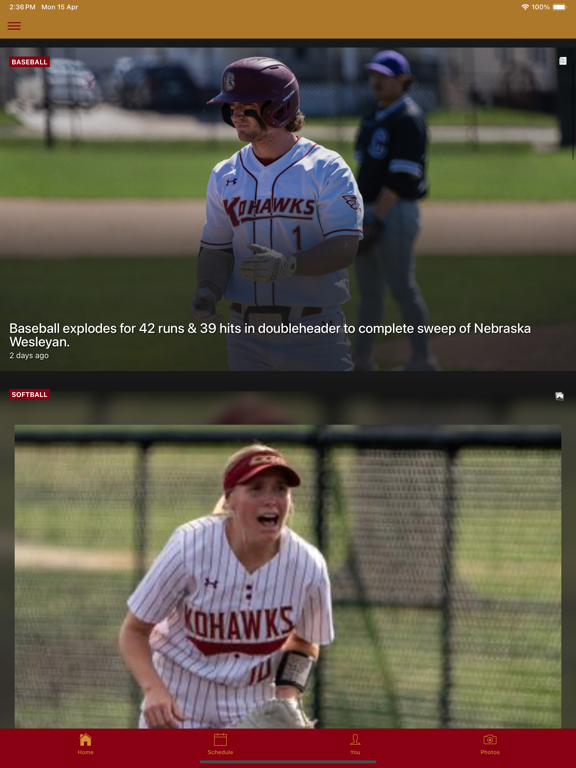 Coe College Kohawks iPad screenshot 1 - Sports app