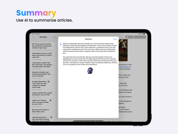 NewsNinja AI news summarizer