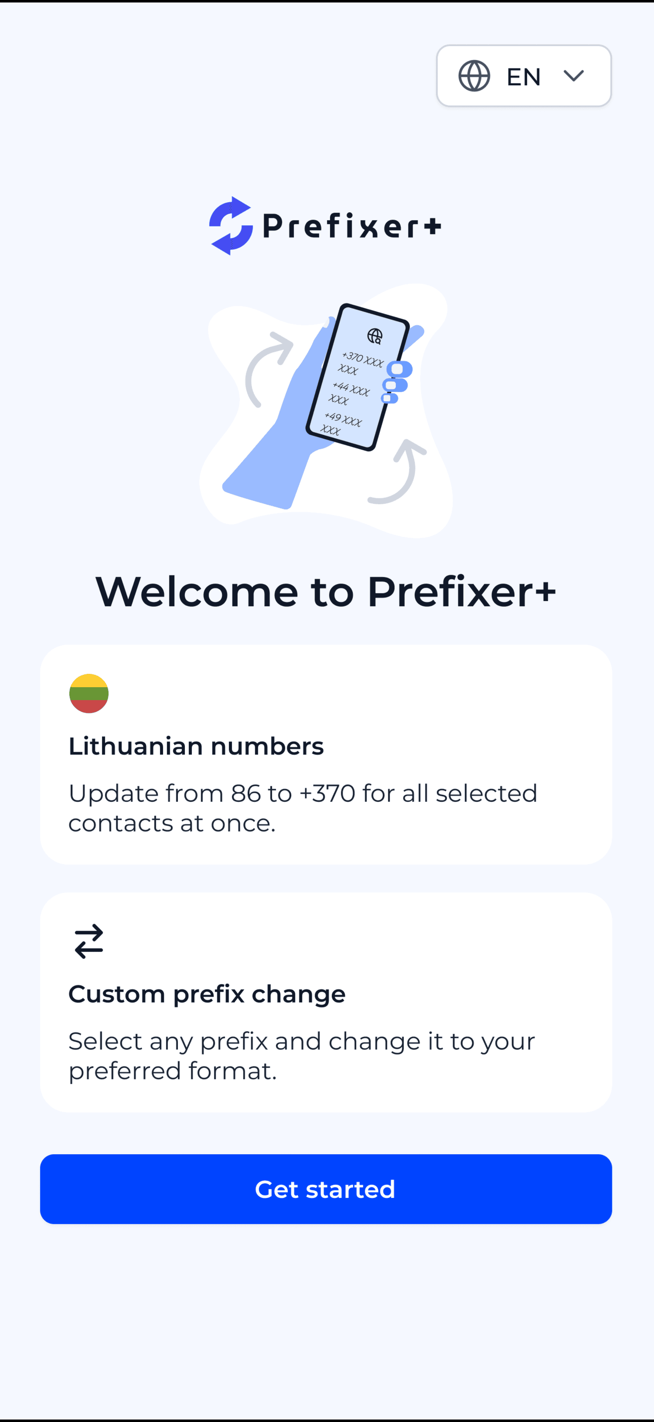 Prefixer: Kodų keitimas +370